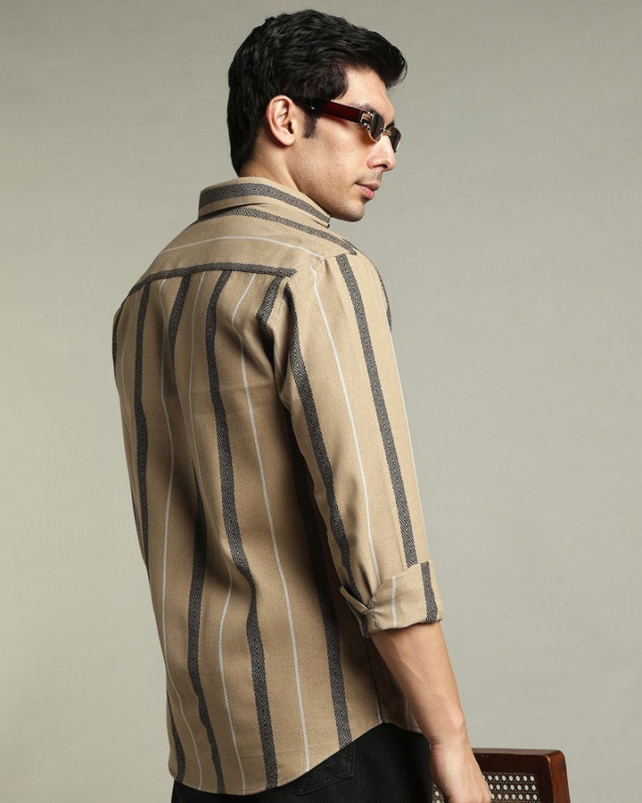 Desert Cream Monochrome Stripes  -Full-Stain Proof