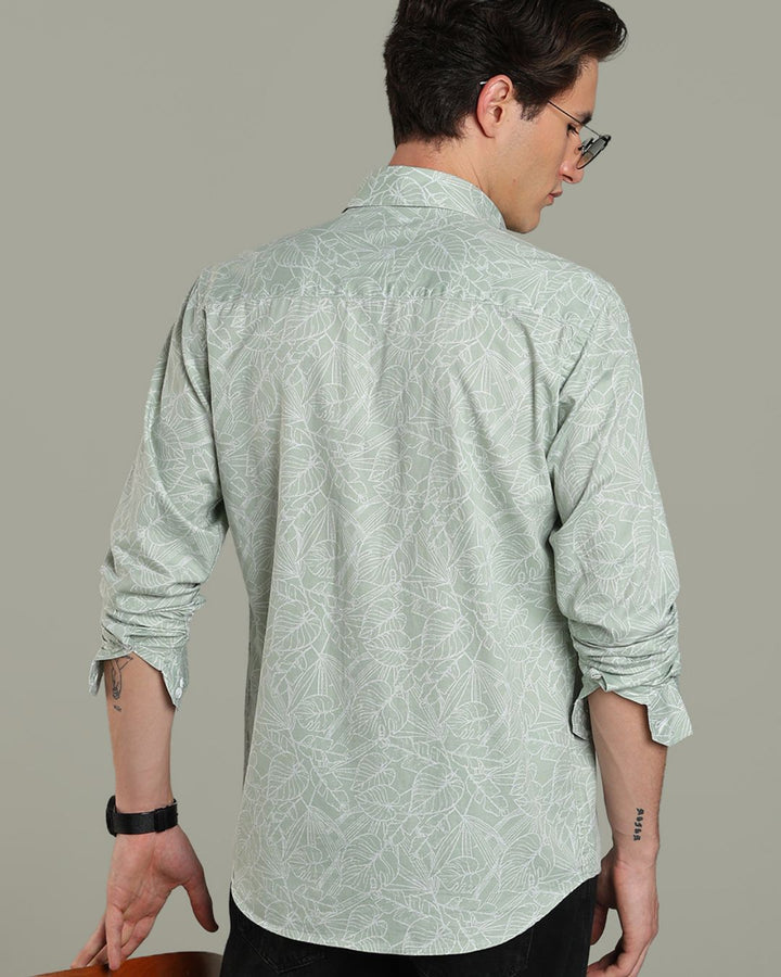 Green Leafy Print-Full-Stain Proof