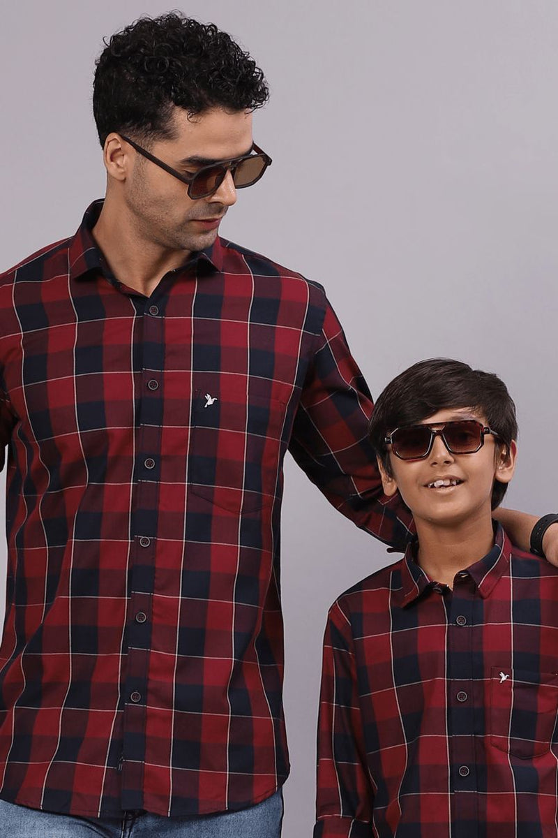 FATHER & SON - Classic Red & Navy Checks