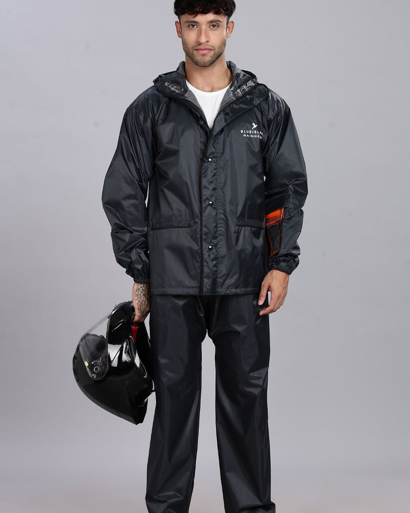 Grey - Rain Jacket with Pant and Mobile Pouch