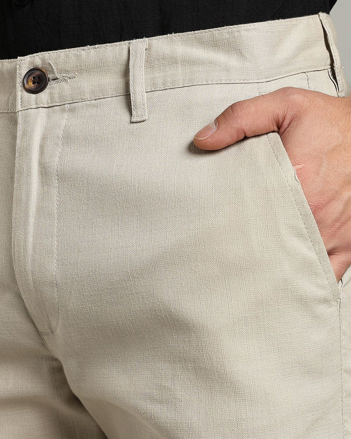 Dusty Cream - 2 way stretch - COTTON LINEN PANT