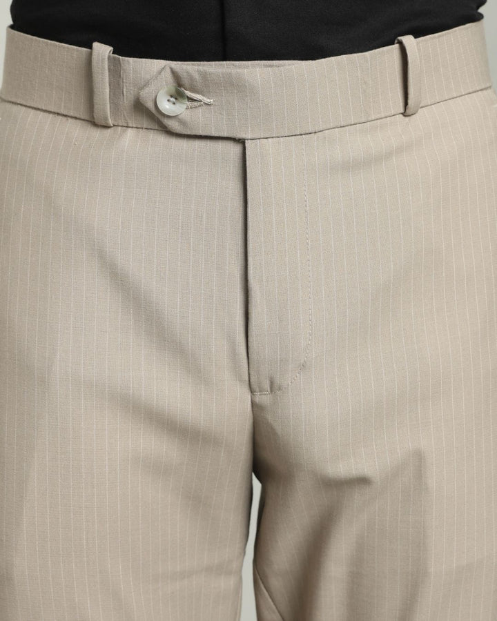 Dark Cream Mini Stripes - Wrinkle free Formal Pant