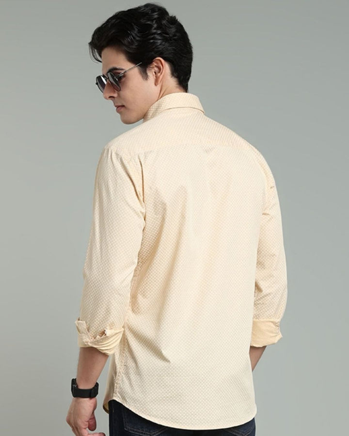 Beige Square Print -Full-Stain Proof