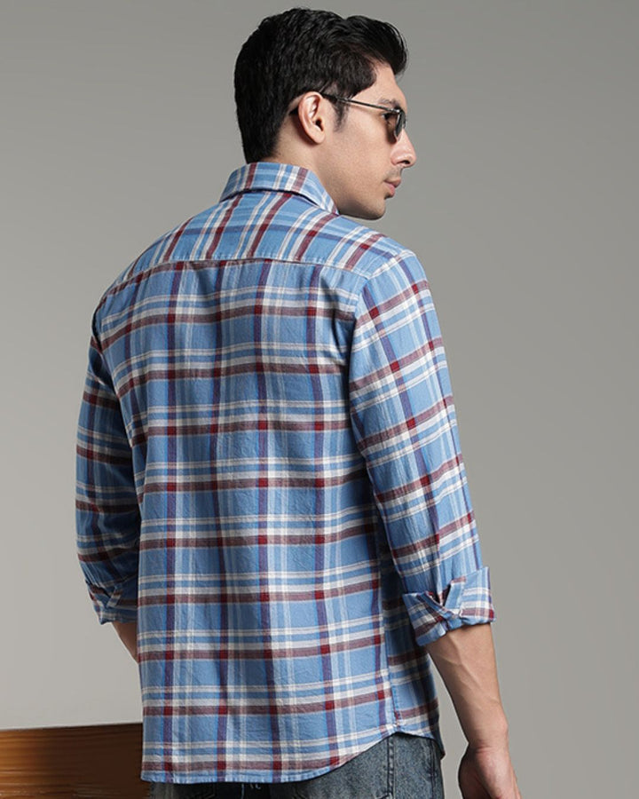Sky Blue & Red Line Checks - Full-Stain Proof