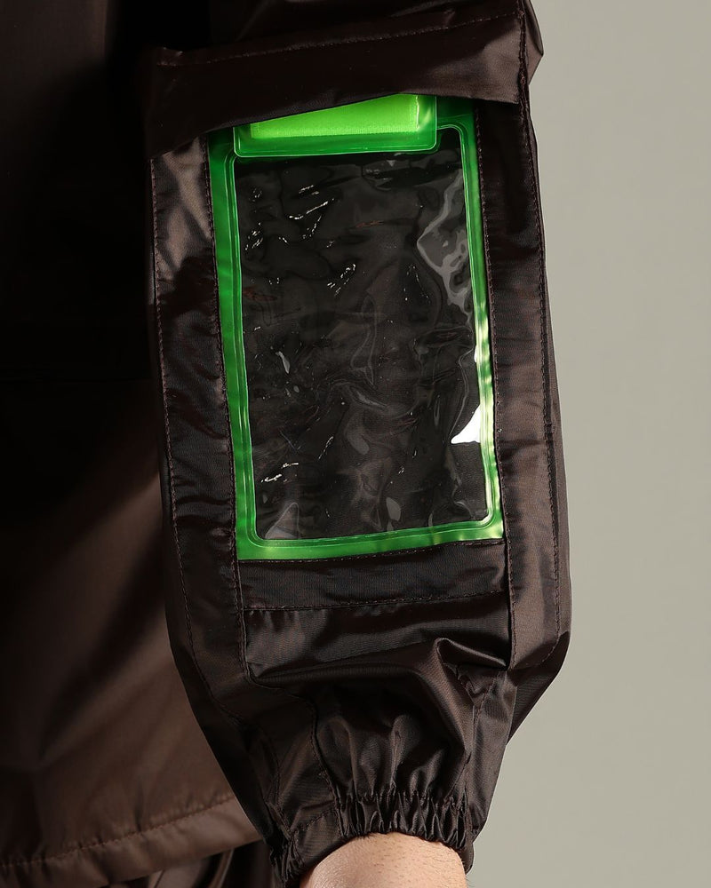 Teak Brown - Rain Jacket with Mobile Pouch