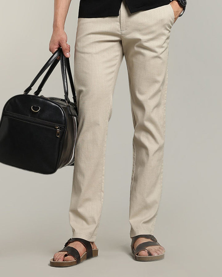 Dusty Cream - 2 way stretch - COTTON LINEN PANT
