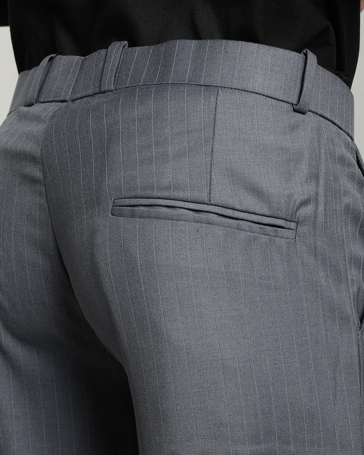 Dark Ash Grey Mini Stripes - Wrinkle free Formal Pant