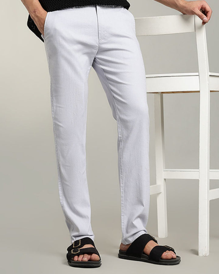 Lite Blue - 2 way stretch - COTTON LINEN PANT