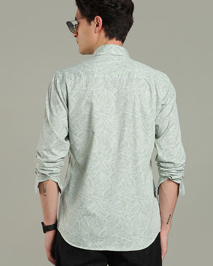 Green Leafy Print-Full-Stain Proof