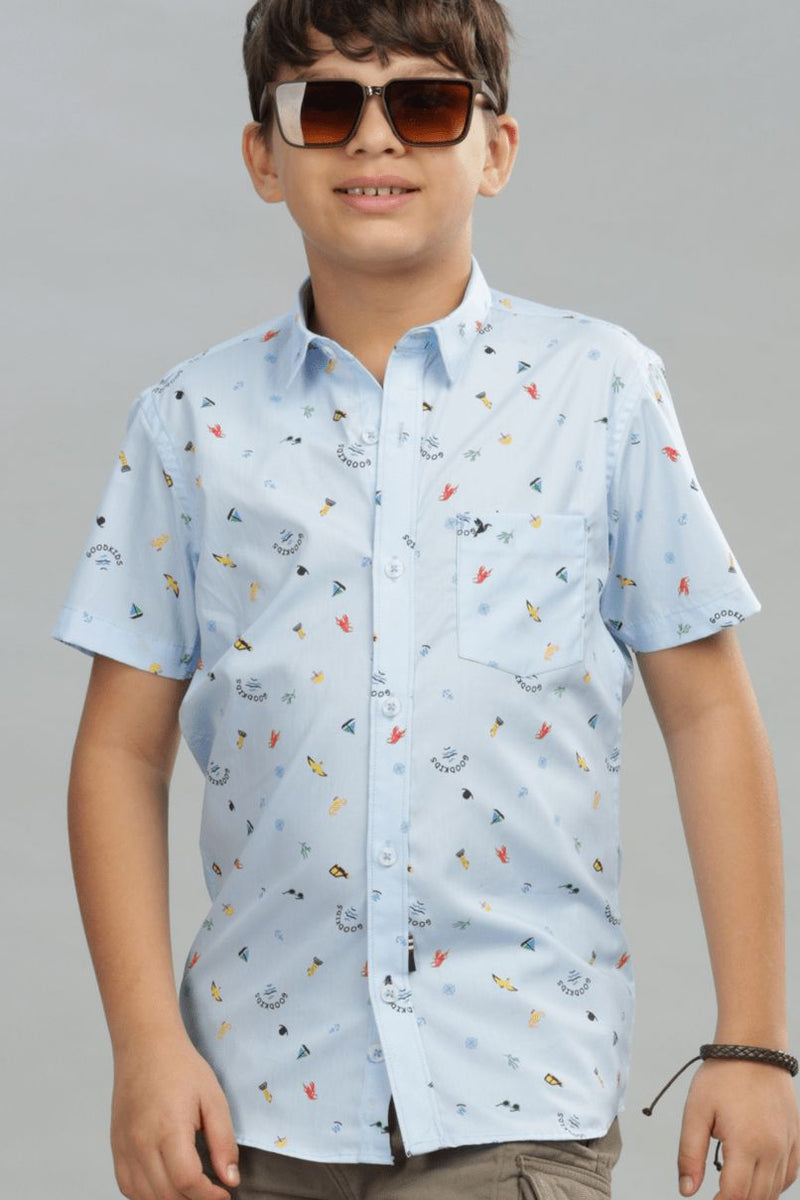 KIDS - Blue Sailor Print - Half-Stain Proof Shirt