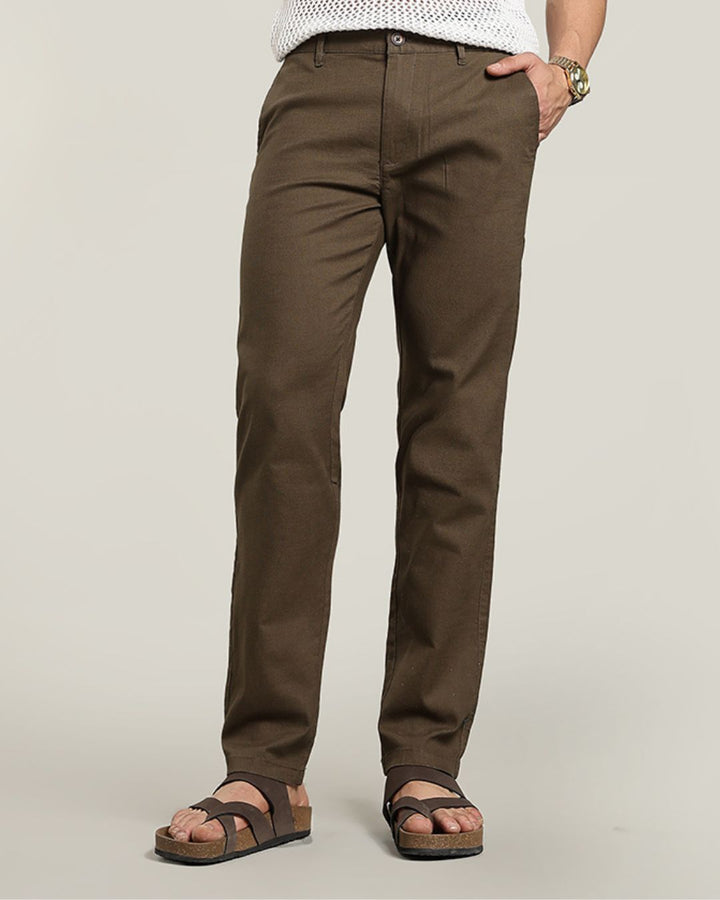 Dark Green - 2 way stretch - COTTON LINEN PANT