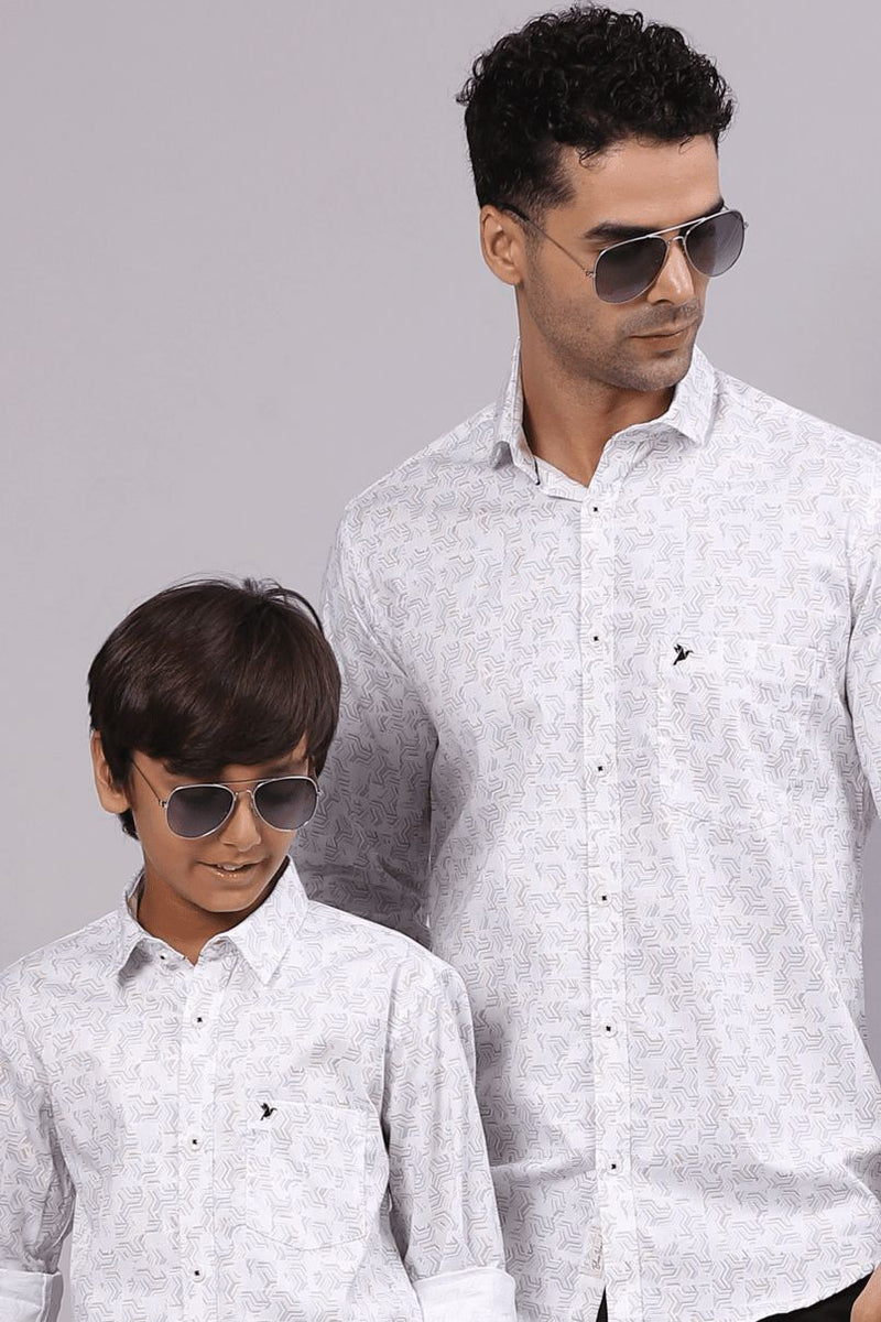 FATHER & SON - White Semi Hexagon Print