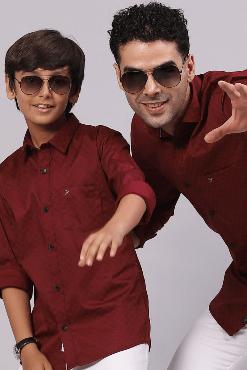 FATHER & SON - Maroon Diamond Print