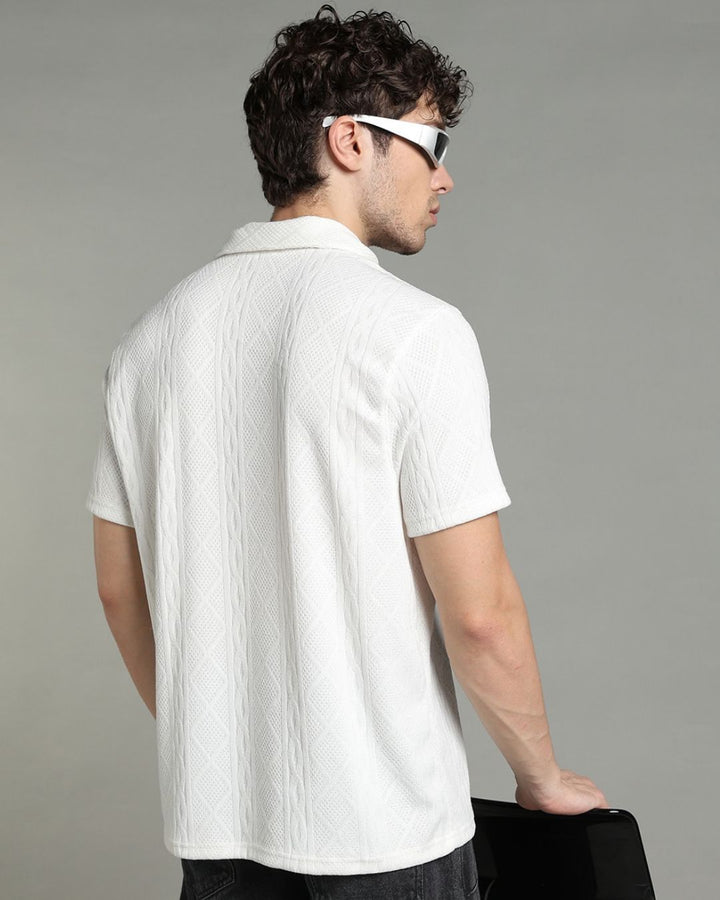 White Infinity Textured - Polo Tshirt