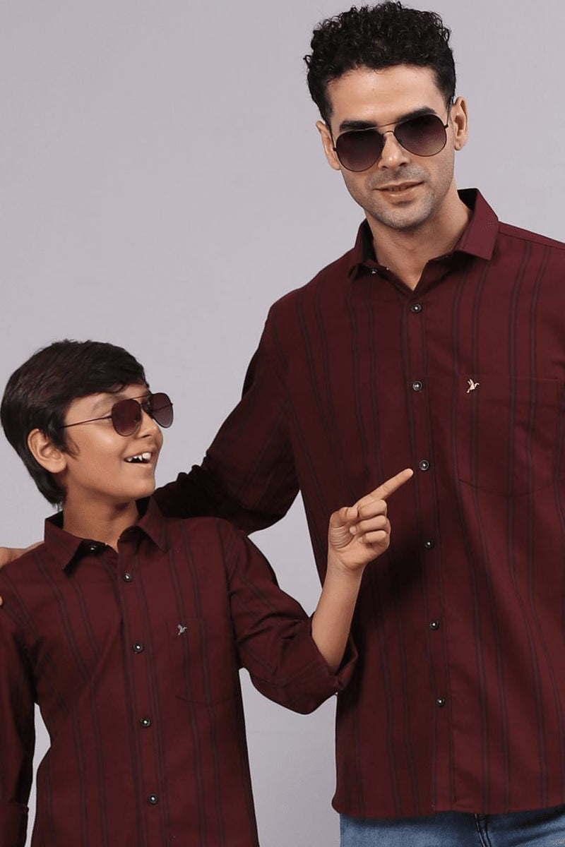 FATHER & SON - Maroon Vertical Stripes