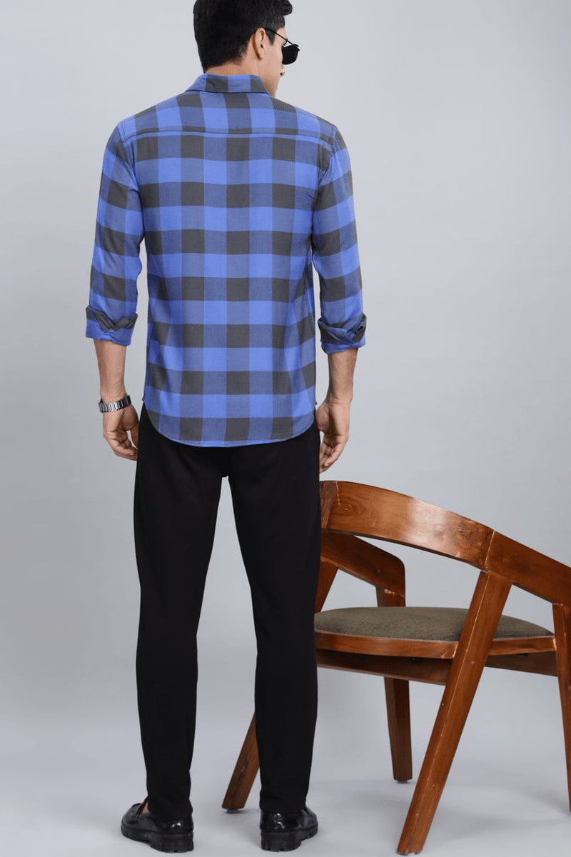 Cobalt Blue & Grey Checks - Full-Stain Proof