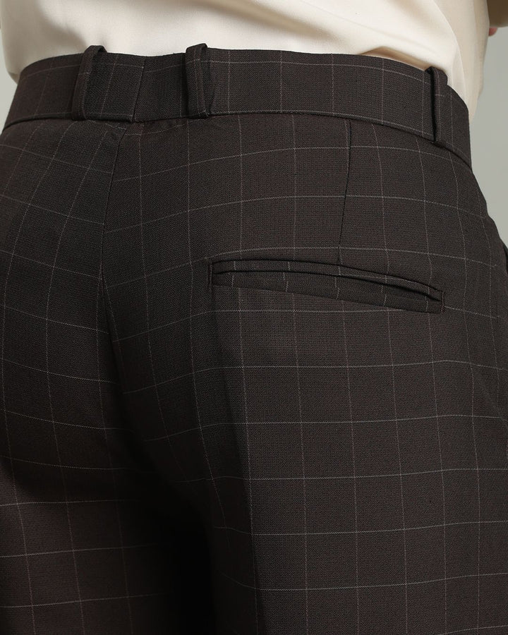 Choco Brown Box Checks - Wrinkle free Formal Pant