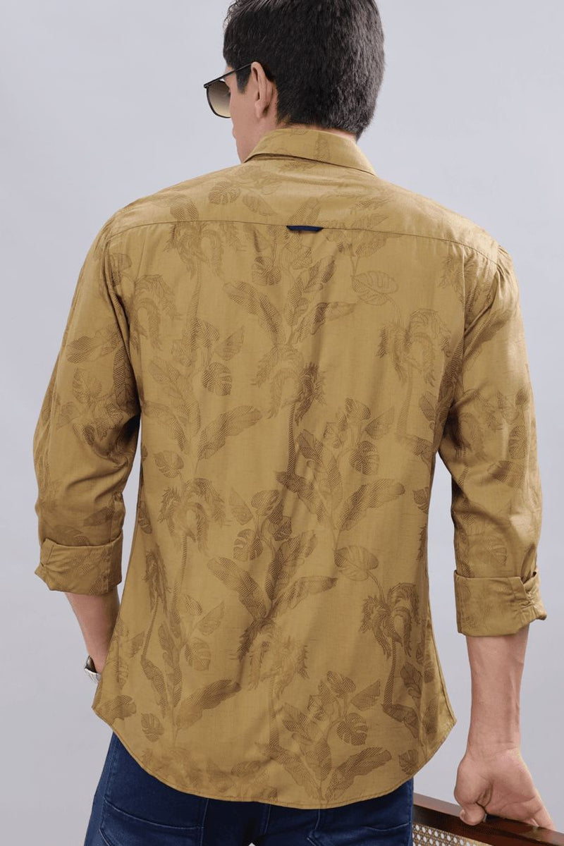 Golden Brown Leafy Print -Full-Stain Proof