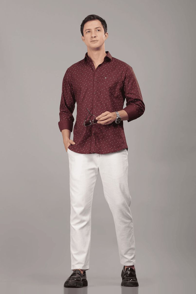 Maroon Polka Print -Full-Stain Proof