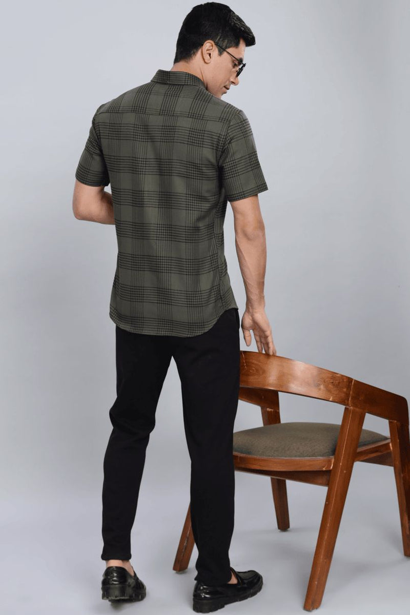 Rugged Green Checks - Half Sleeve - Stain Proof