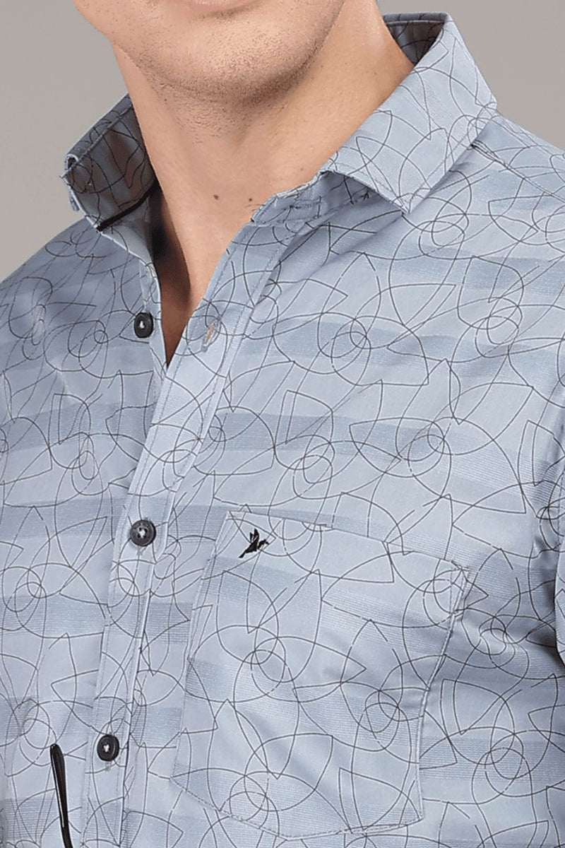 Bluish Grey Twisty Print -Full-Stain Proof