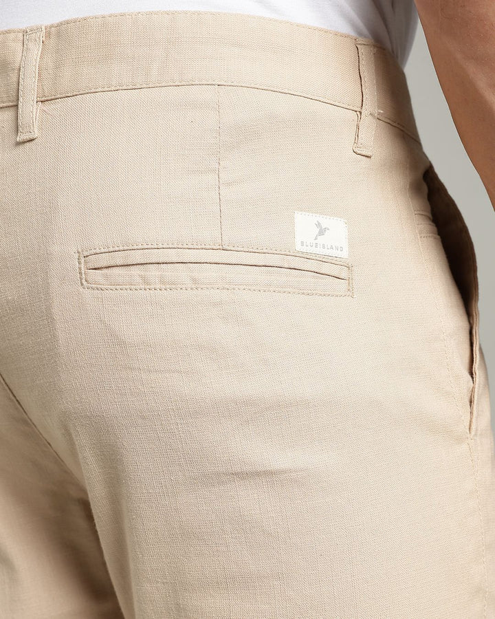 Dark Cream - 2 way stretch - COTTON LINEN PANT