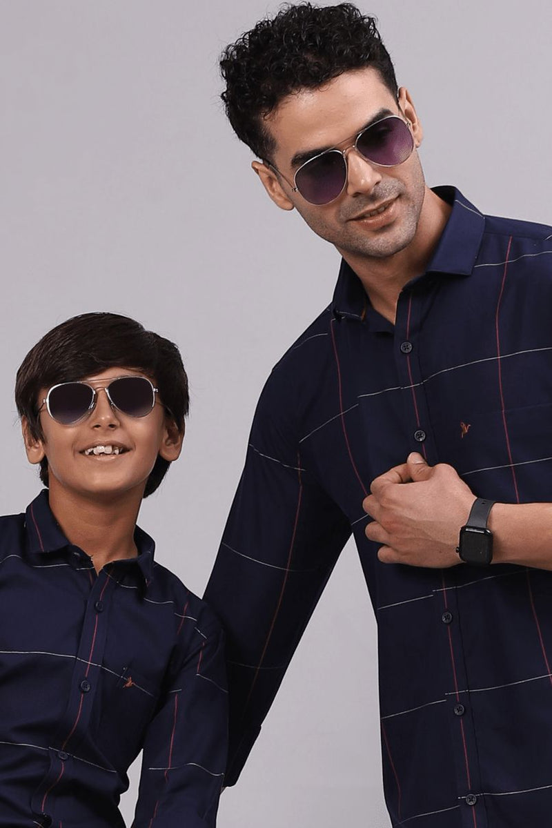 FATHER & SON - Navy Large Checks