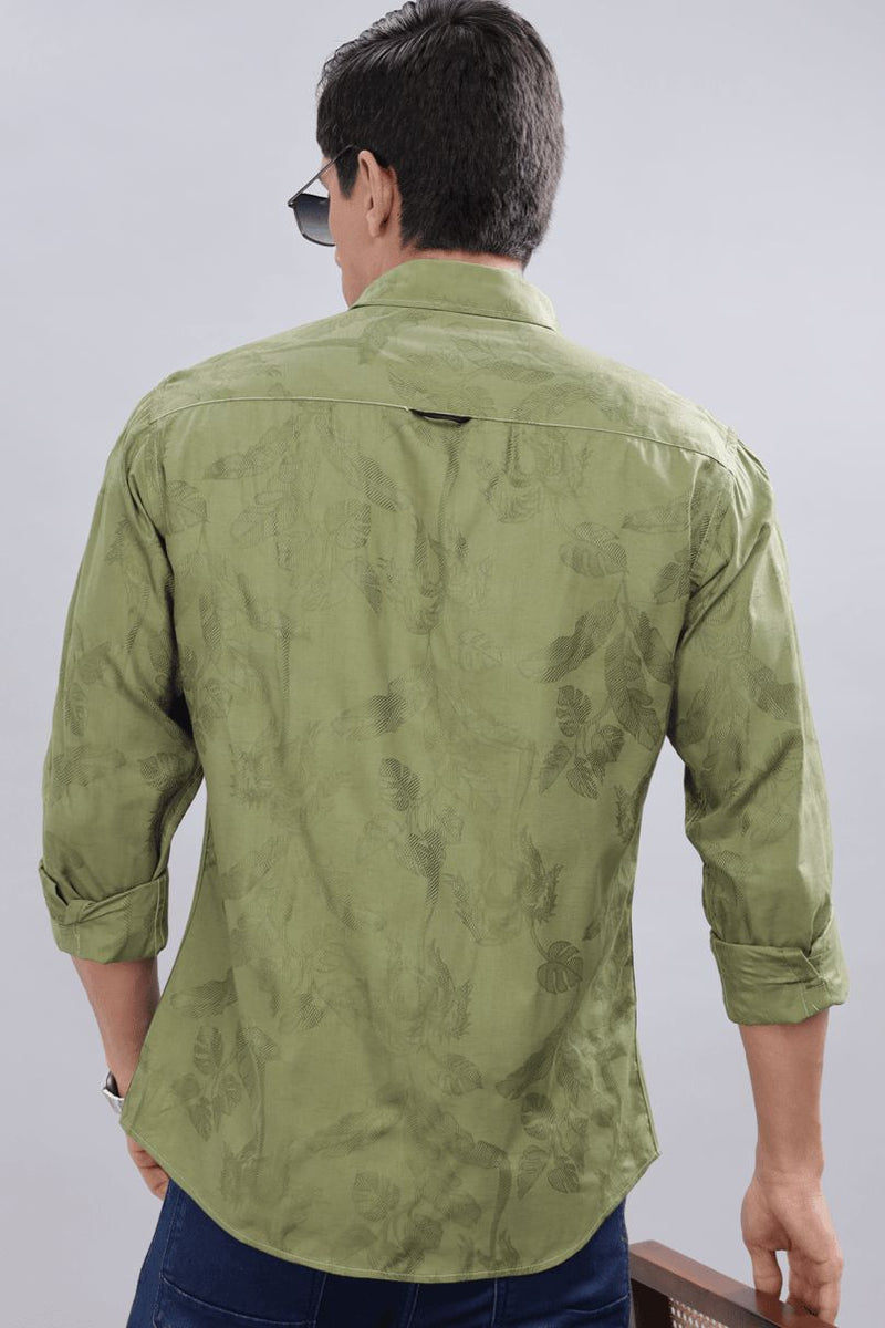 Moss Green Leafy Print -Full-Stain Proof