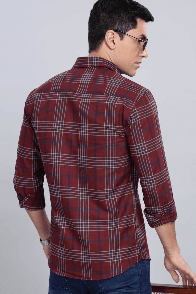 Maroon & Navy Line Checks - Full-Stain Proof