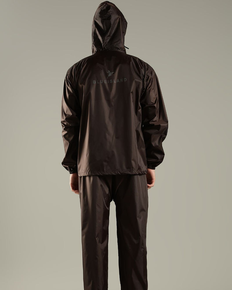 Teak Brown - Rain Jacket with Mobile Pouch