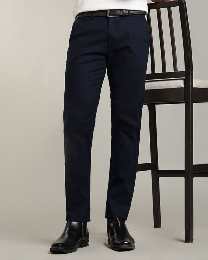 Natural Navy - 2 way stretch - COTTON LINEN PANT