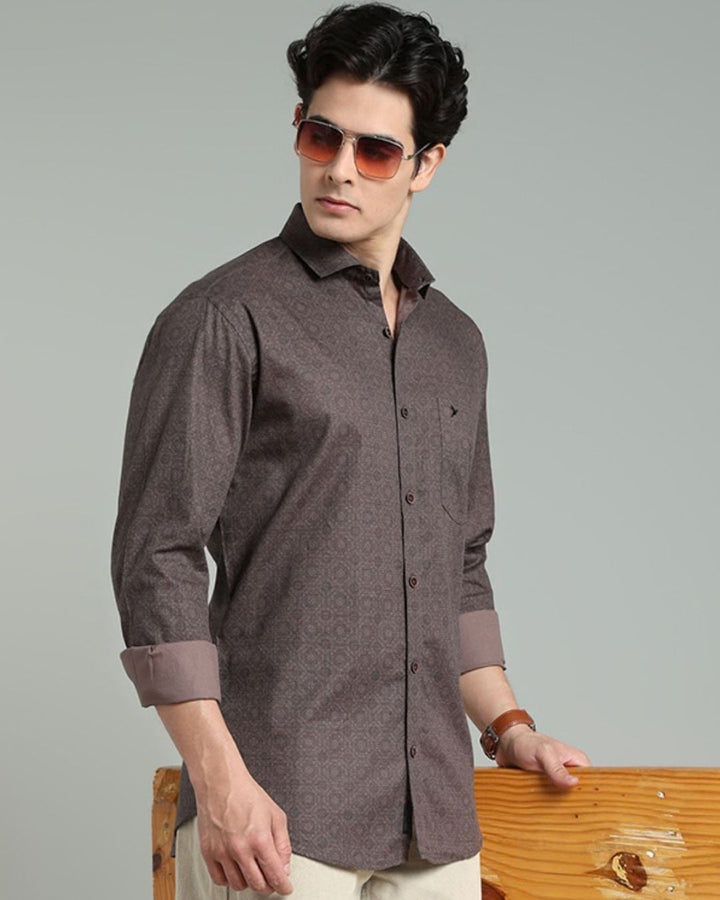 Taupe Brown Floral Print -Full-Stain Proof