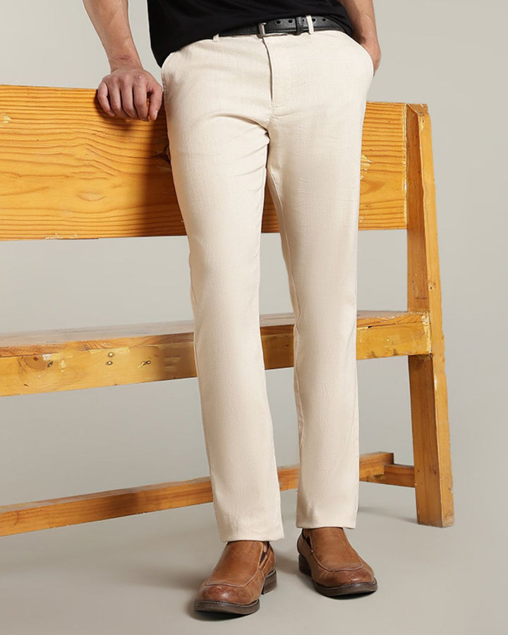 Cream - 2 way stretch - COTTON LINEN PANT