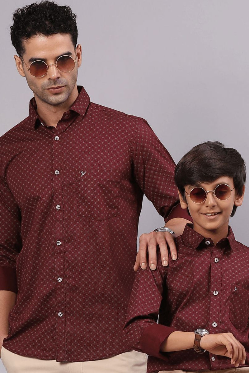 FATHER & SON - Maroon Red Print