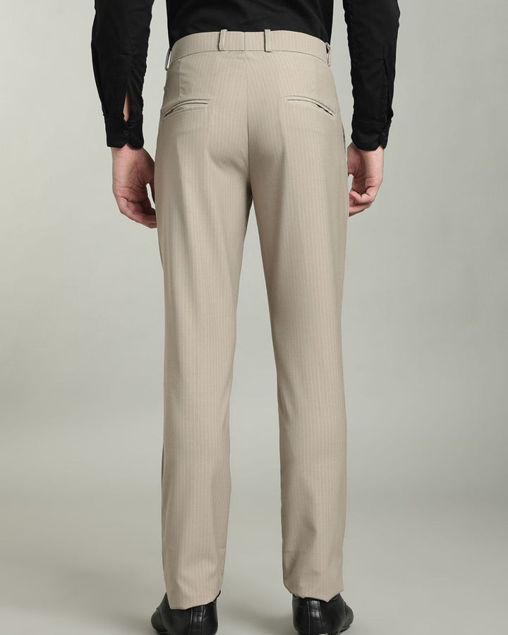 Dark Cream Mini Stripes - Wrinkle free Formal Pant