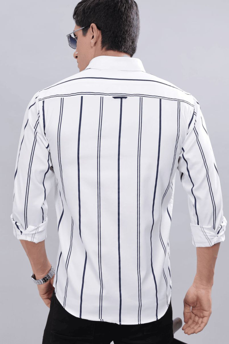 White & Navy Line Stripes - Full-Stain Proof