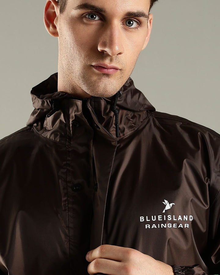 Teak Brown - Rain Jacket with Pant and Mobile Pouch