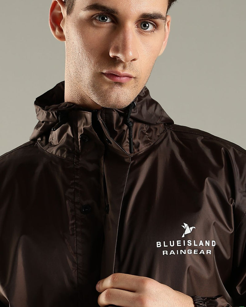 Teak Brown - Rain Jacket with Mobile Pouch