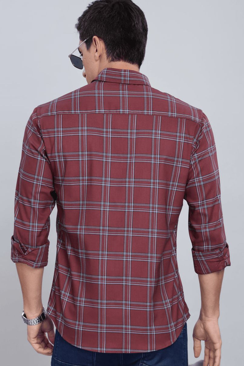 Burgundy & Blue Line Checks - Full-Stain Proof