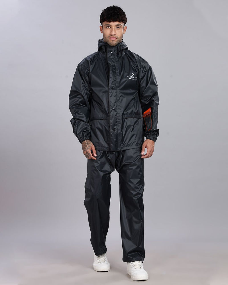 Grey - Rain Jacket with Pant and Mobile Pouch