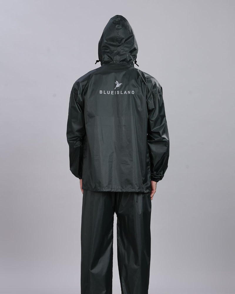 Military Green - Rain Jacket with Pant and Mobile Pouch
