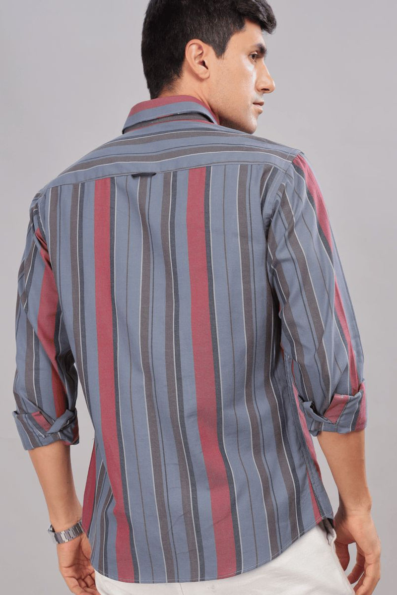 Bluish Grey & Red Stripes - Full-Stain Proof