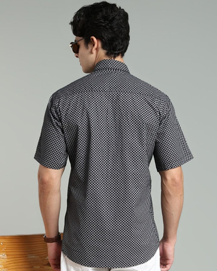 Black Round Print -Half-Stain Proof