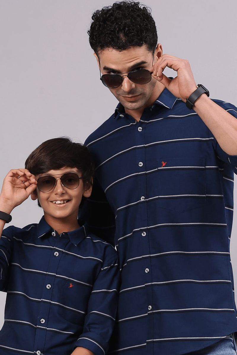 FATHER & SON - Royal Blue Horizontal Stripes