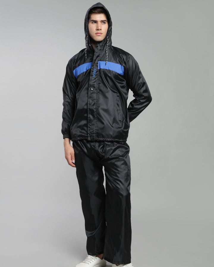 NASA Black with Blue - Rain Jacket with Pant