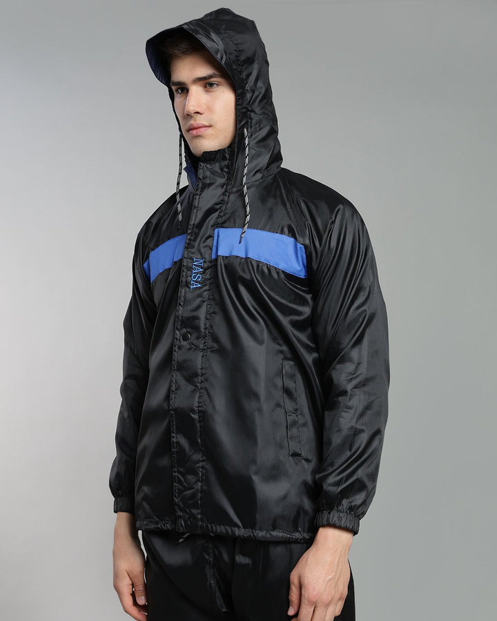 NASA Black with Blue - Rain Jacket with Pant
