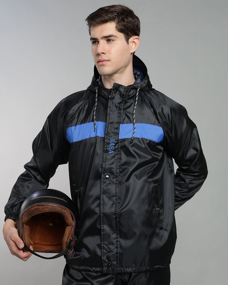 NASA Black with Blue - Rain Jacket with Pant