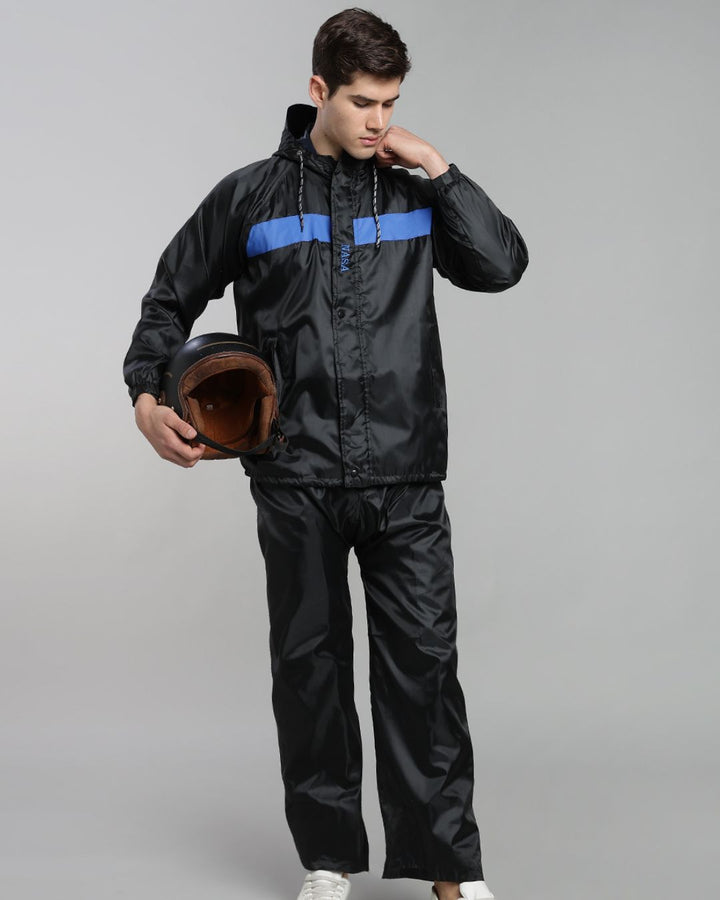 NASA Black with Blue - Rain Jacket with Pant