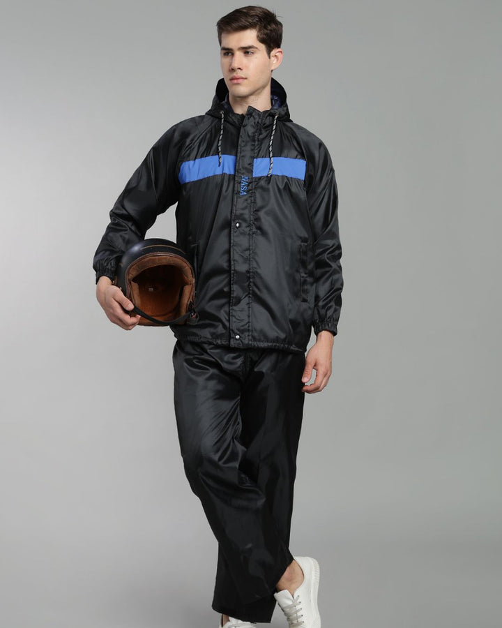 NASA Black with Blue - Rain Jacket with Pant