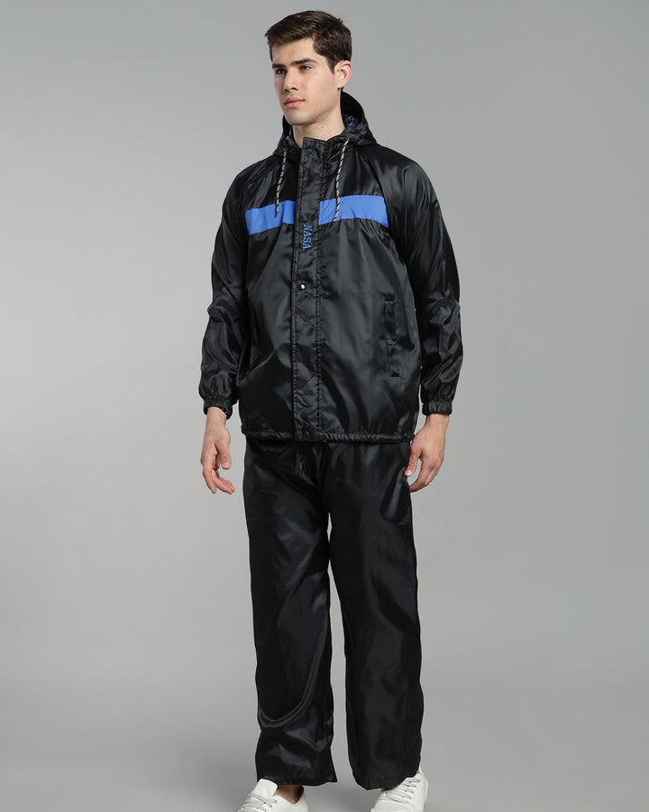 NASA Black with Blue - Rain Jacket with Pant